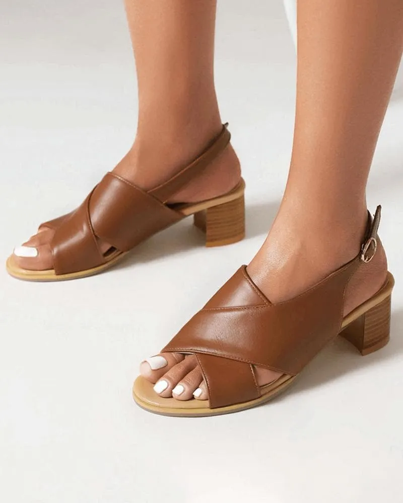 Adjusting Buckle Chunky Heel Sandals