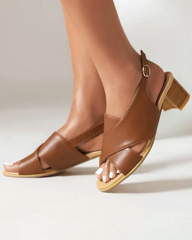 Adjusting Buckle Chunky Heel Sandals