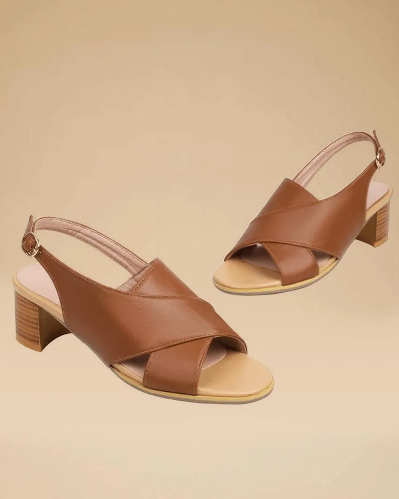 Adjusting Buckle Chunky Heel Sandals