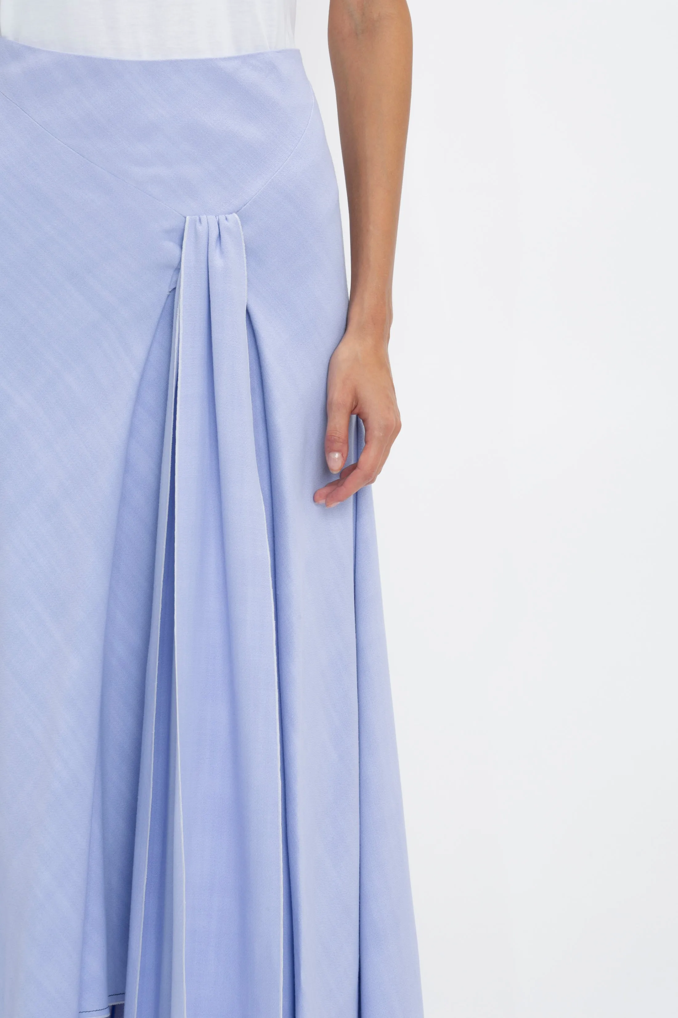 Asymmetric Tie Detail Skirt In Frost