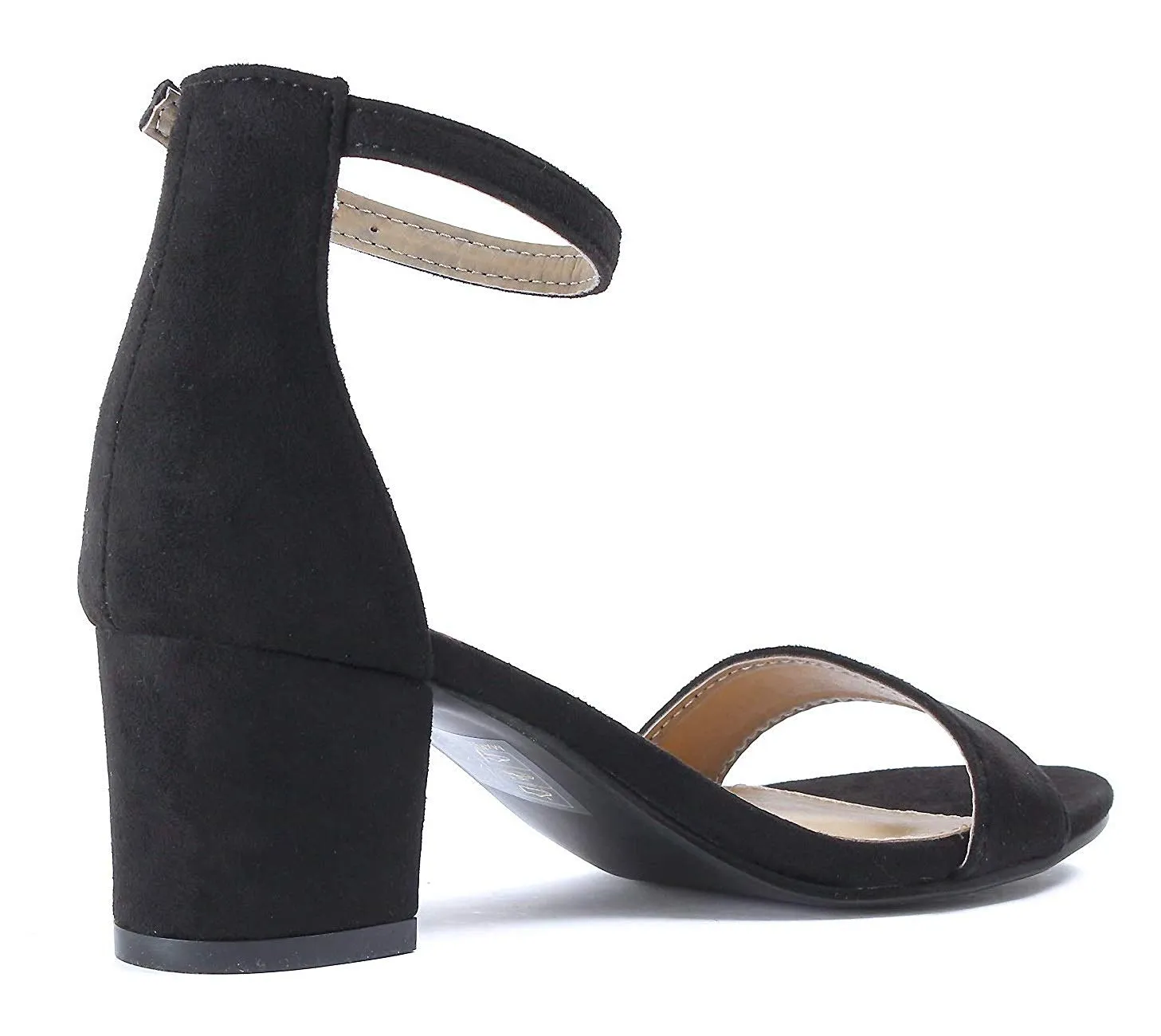 Bella Marie Jean-08 Black Suede Strappy Open Toe Block Heel Sandal