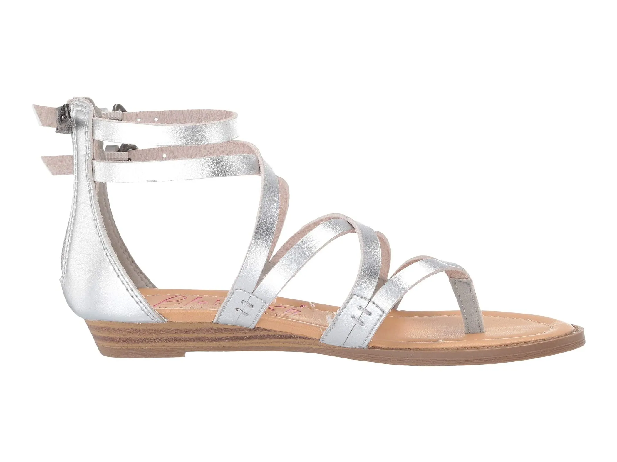 Blowfish Malibu Billa-K Pearl Silver Dyecut Pu Crisscrossed Strap Sandals