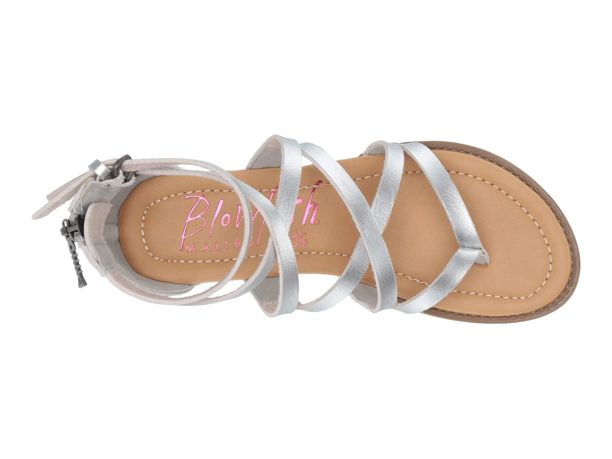 Blowfish Malibu Billa-K Pearl Silver Dyecut Pu Crisscrossed Strap Sandals