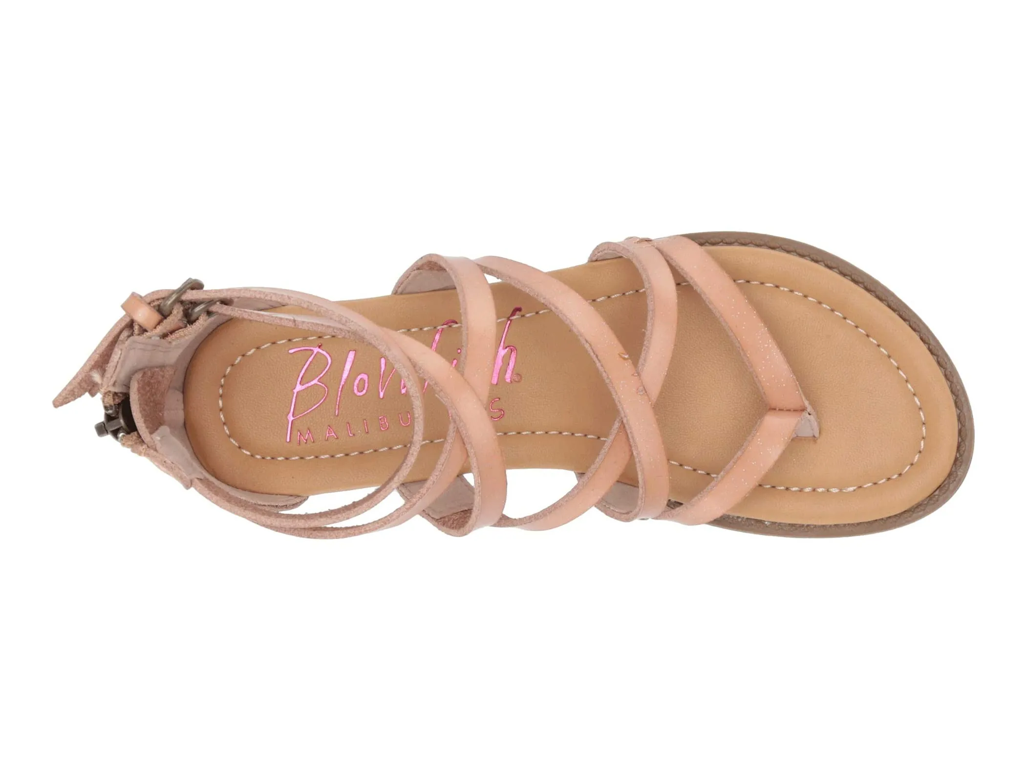 Blowfish Malibu Bungalow-K Nude Glitter Dyecut Pu Crisscrossed Strap Sandals