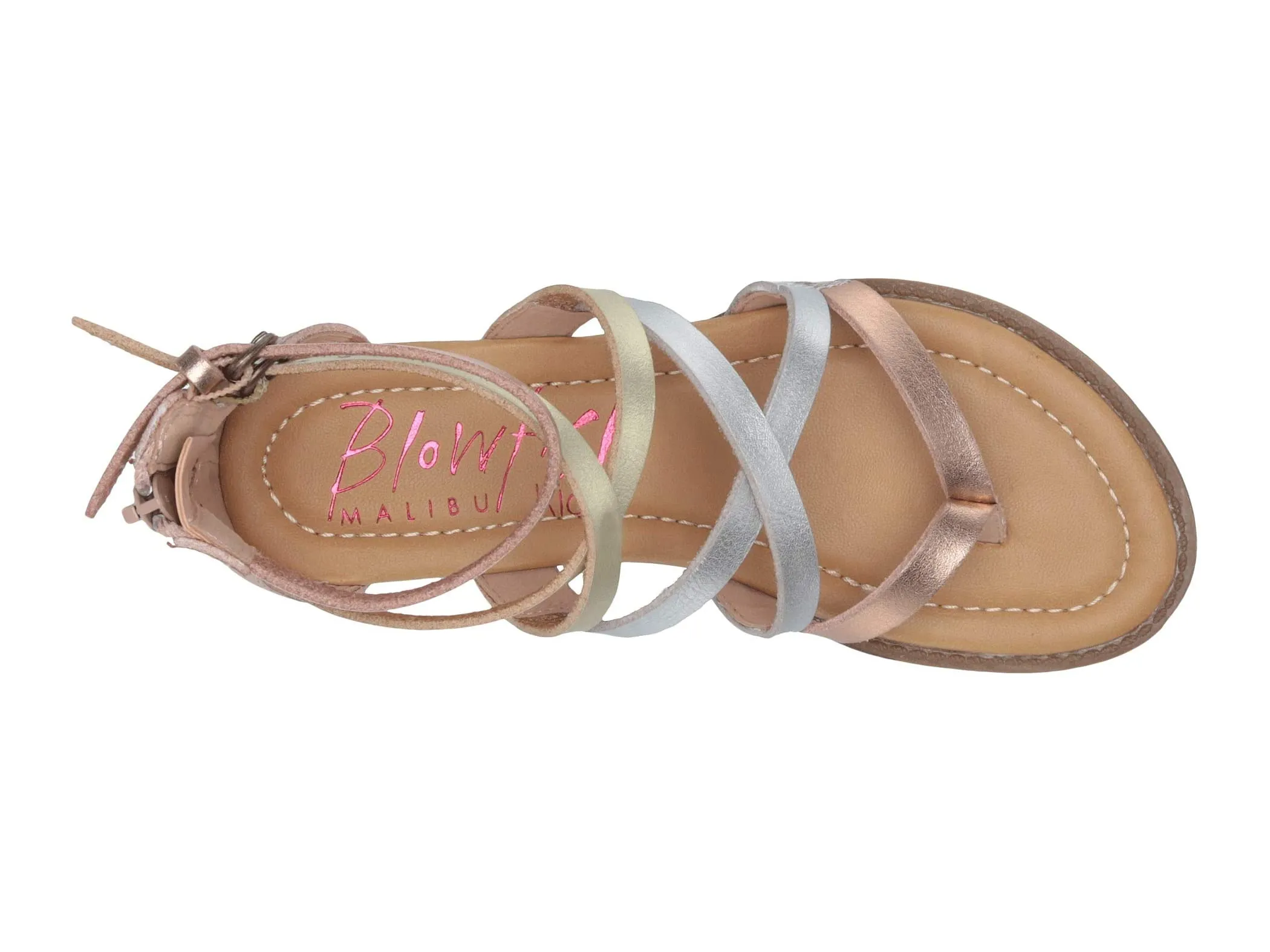 Blowfish Malibu Kids Bungalow-K Silver/Rose Gold Fashion Straps Open Toe Sandals