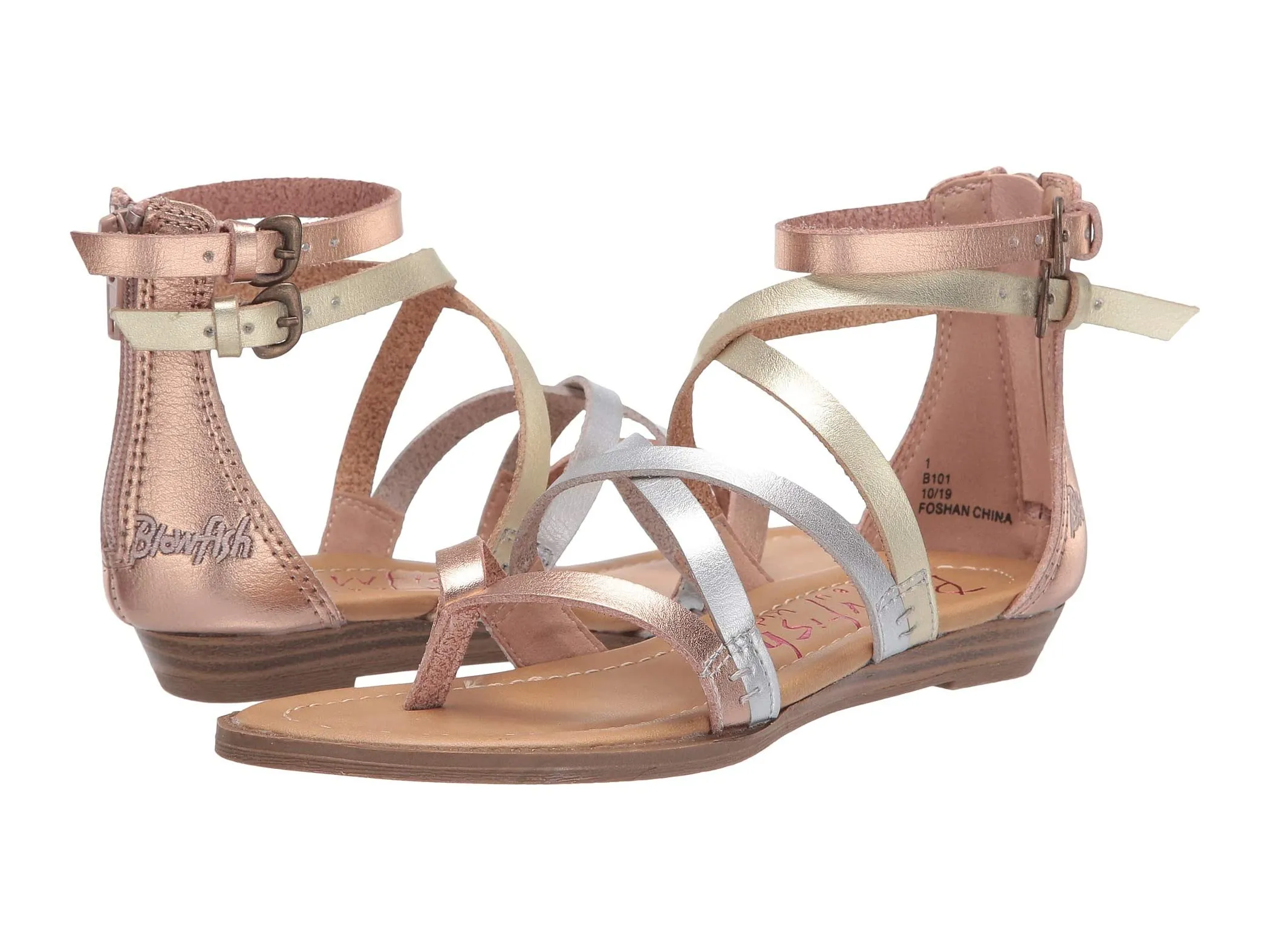 Blowfish Malibu Kids Bungalow-K Silver/Rose Gold Fashion Straps Open Toe Sandals