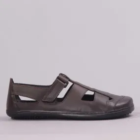 Boys School Sandal in Brown Sizes 39-47 - 7818