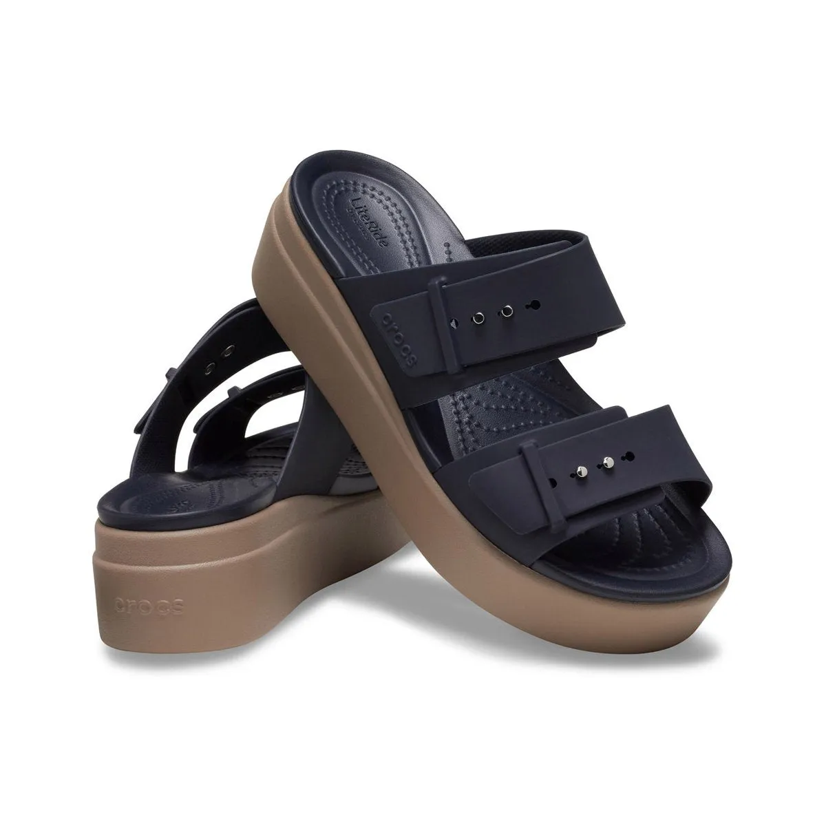 Crocs women's sandal with wedge Brooklyn Buckle Low Wedge W 207431-4LH deep navy 