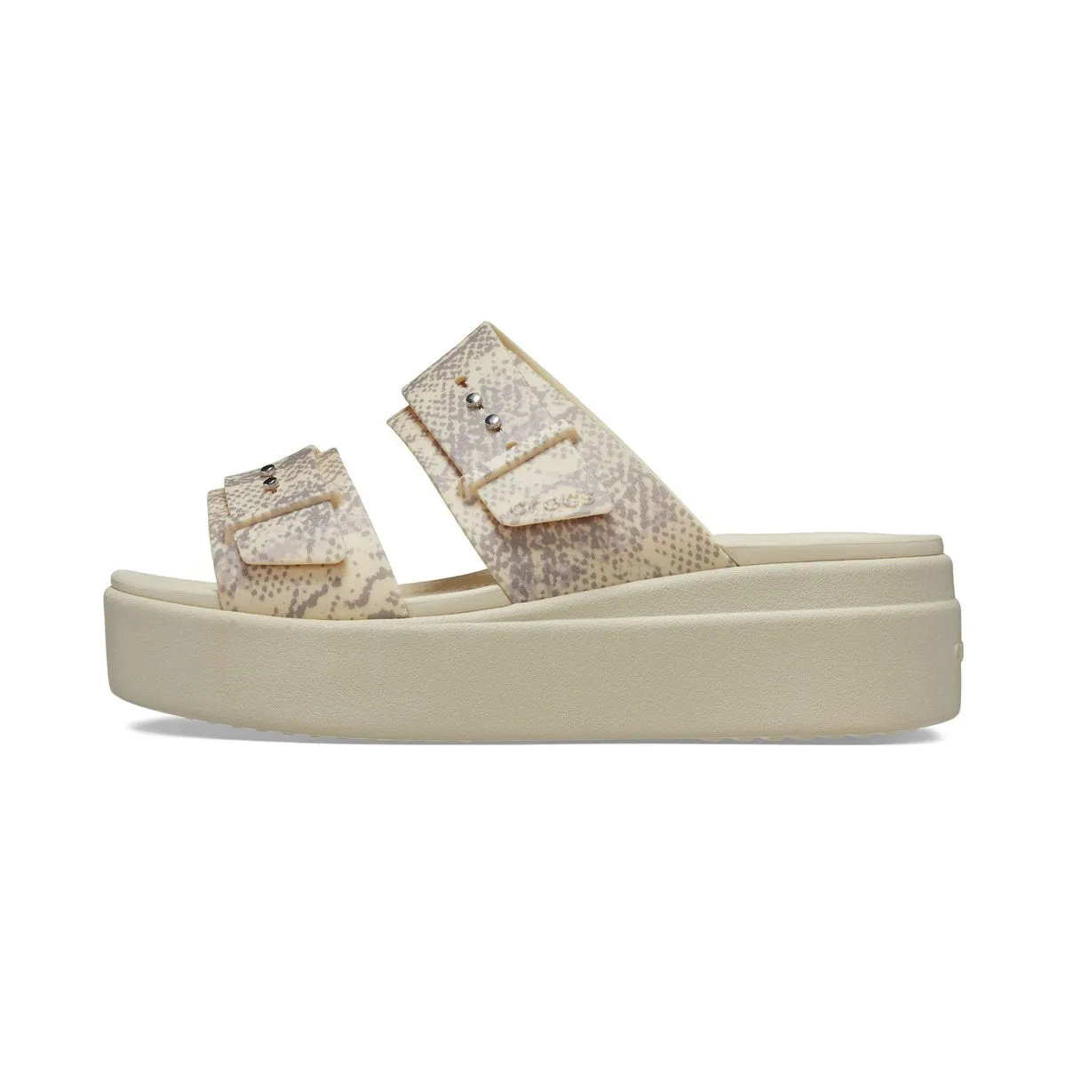 Crocs Women's wedge sandal Brooklyn Snake Buckle Low Wedge W 208244-1FR vanilla-multi