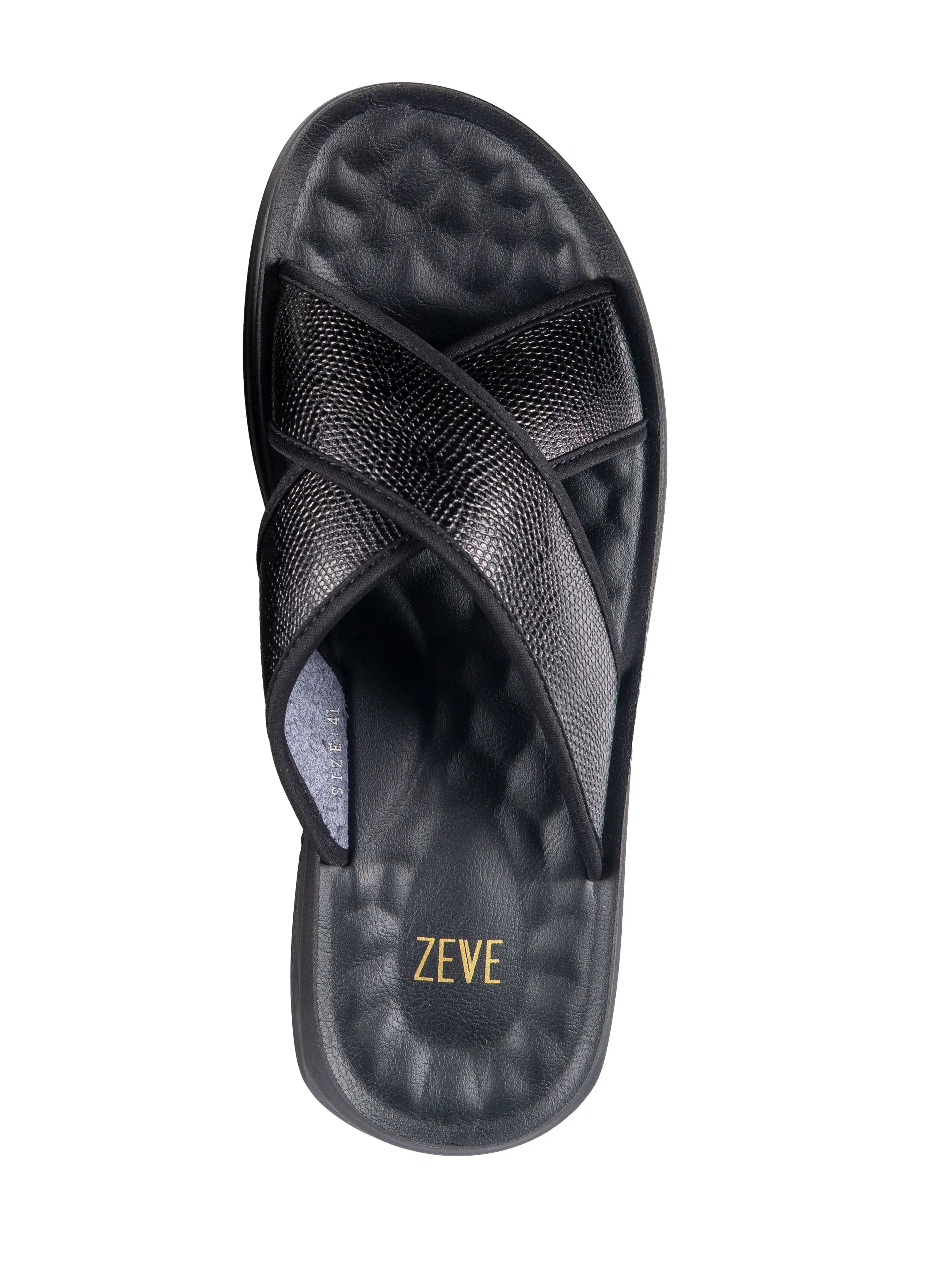 Cross Strap Sandal - Black Python