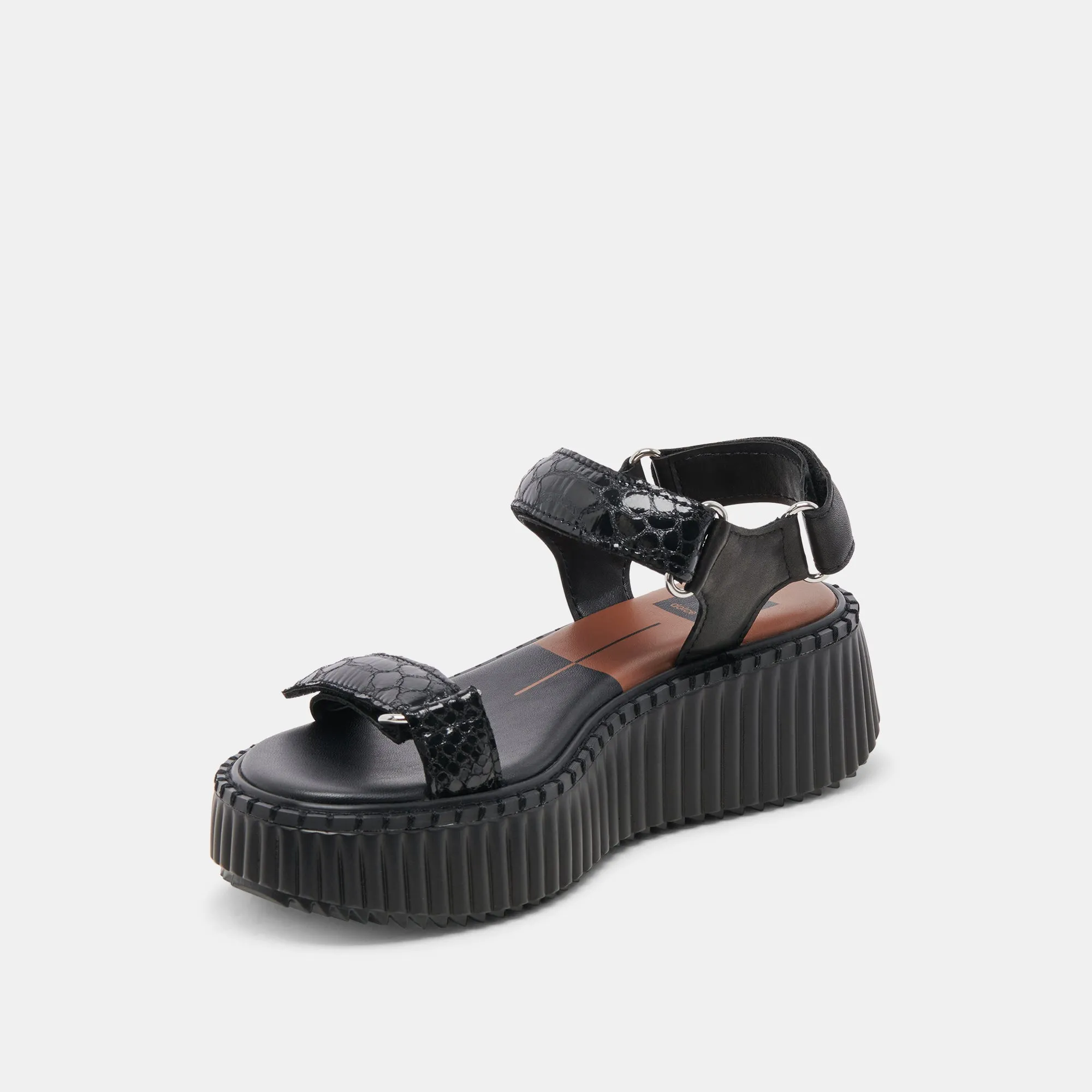 DEBRA SANDALS MIDNIGHT EMBOSSED LEATHER