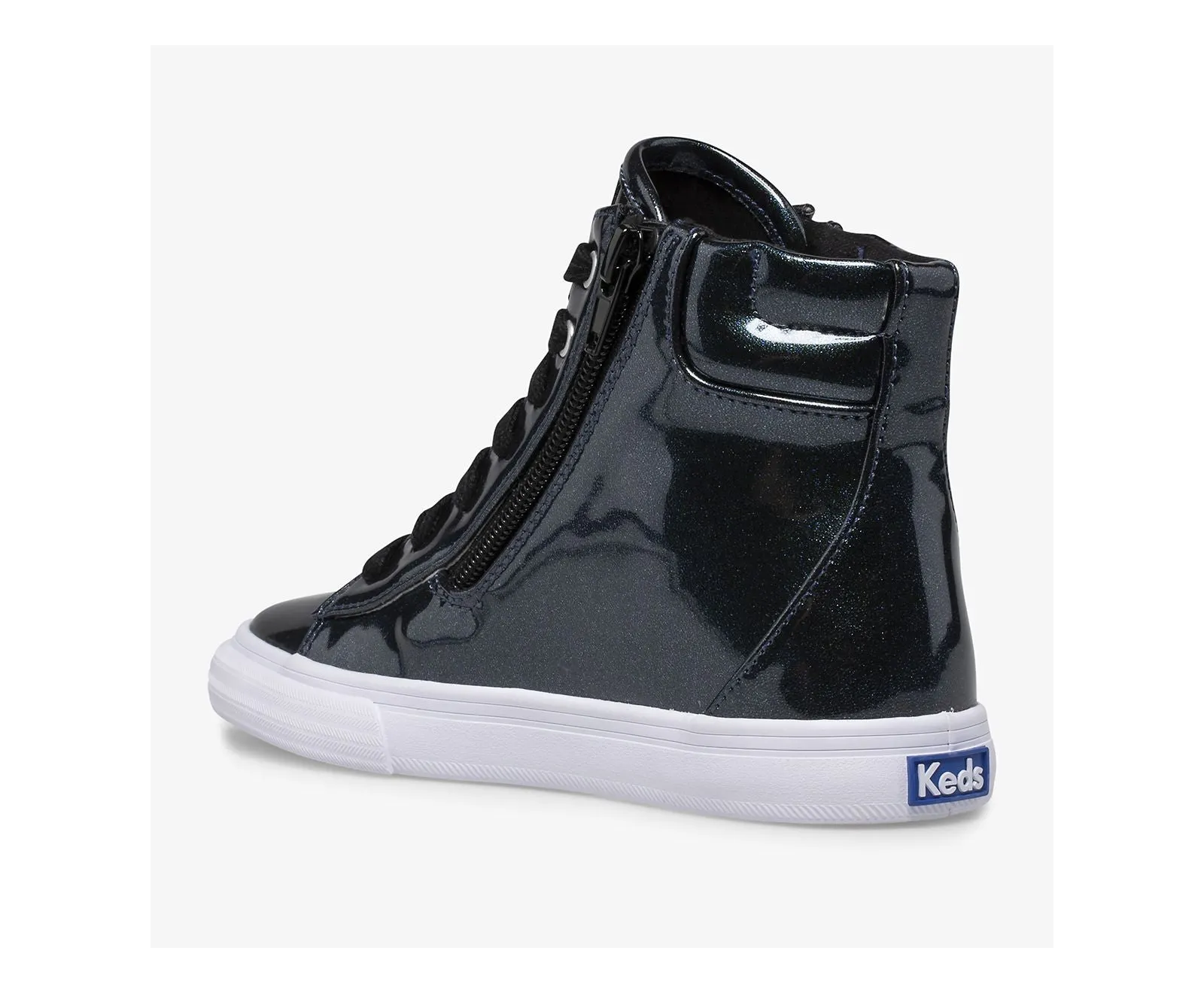 Double Up Kid's High-Top Sneaker - Black Shiny