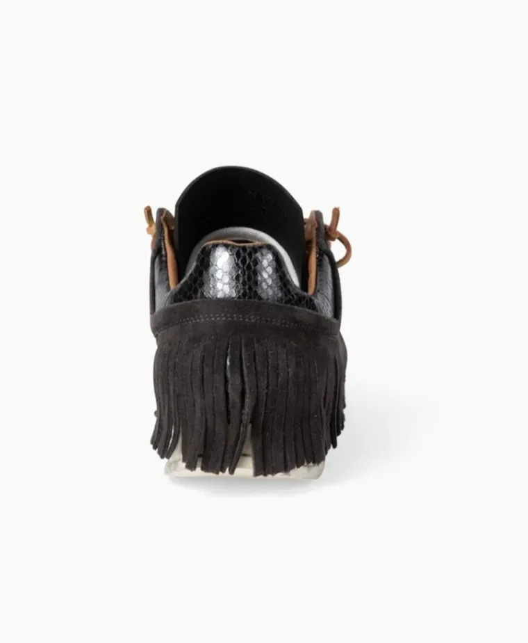 ESSEutESSE Black Suede Fringe Sneaker