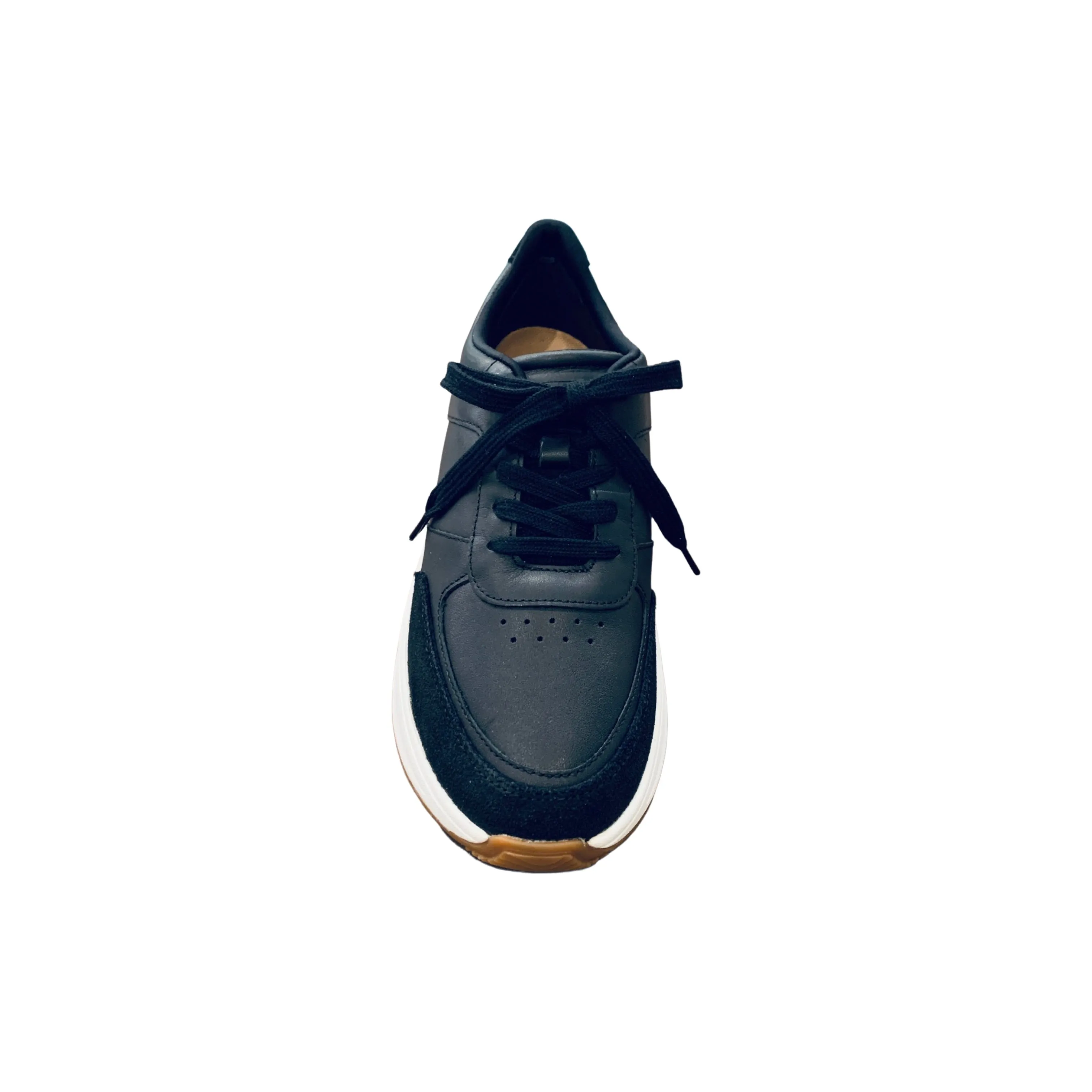 F-Mode Black Leather/Suede Sneaker