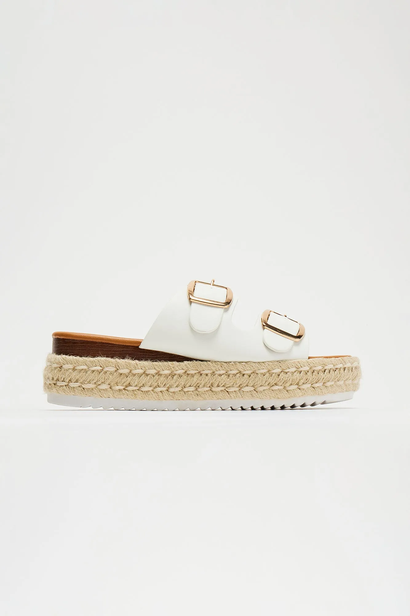 Gianna Platform Buckle Sandals - White