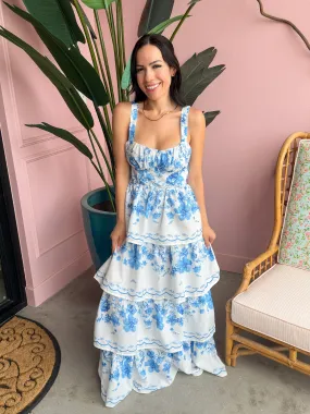 Glamfox - Camilla Blue Floral Dress