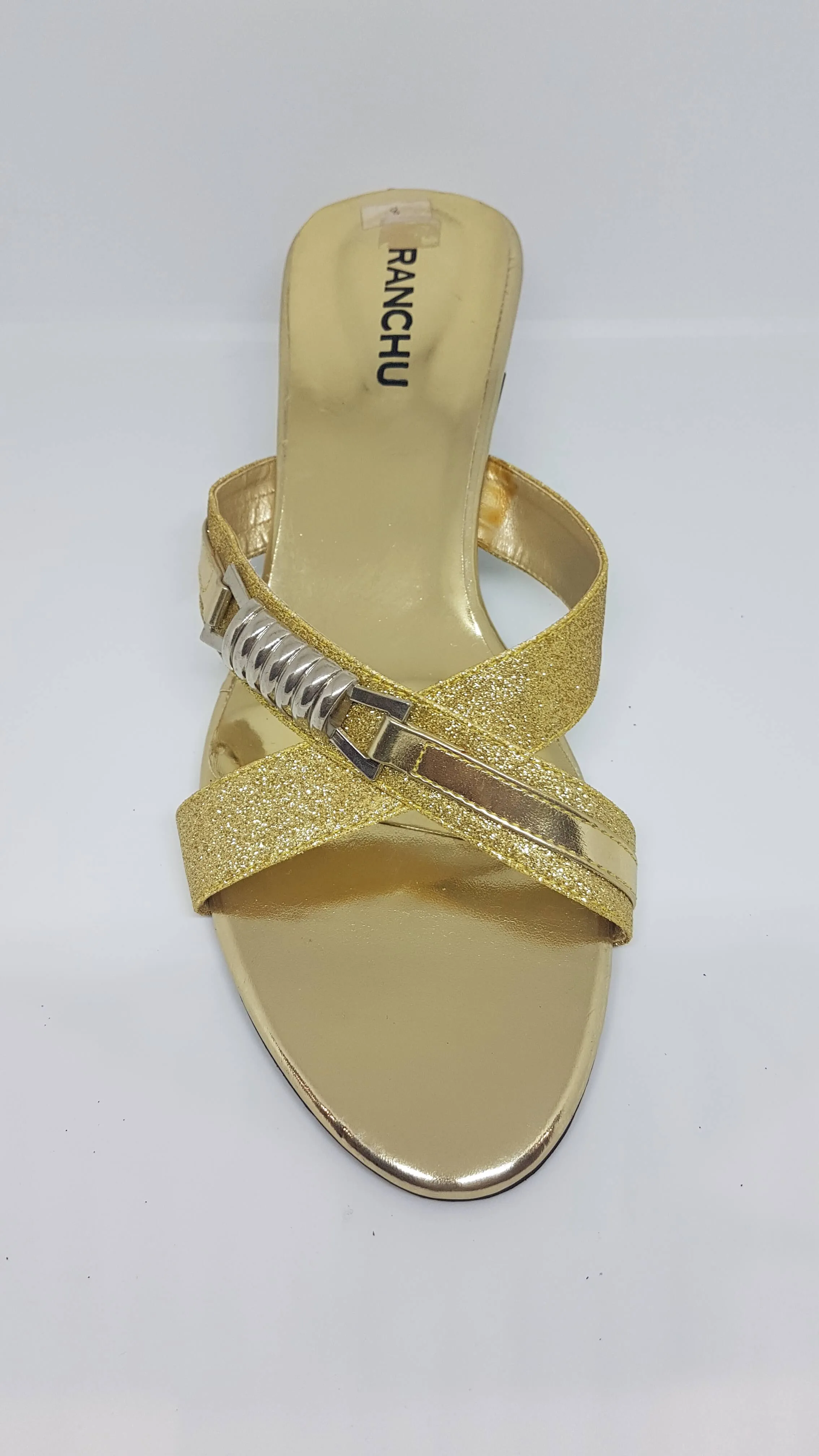 Gold Cross Over Buckle Sandal SK014