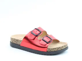 Heavenly Feet Ladies Buckle Slider Sandal-RUBY