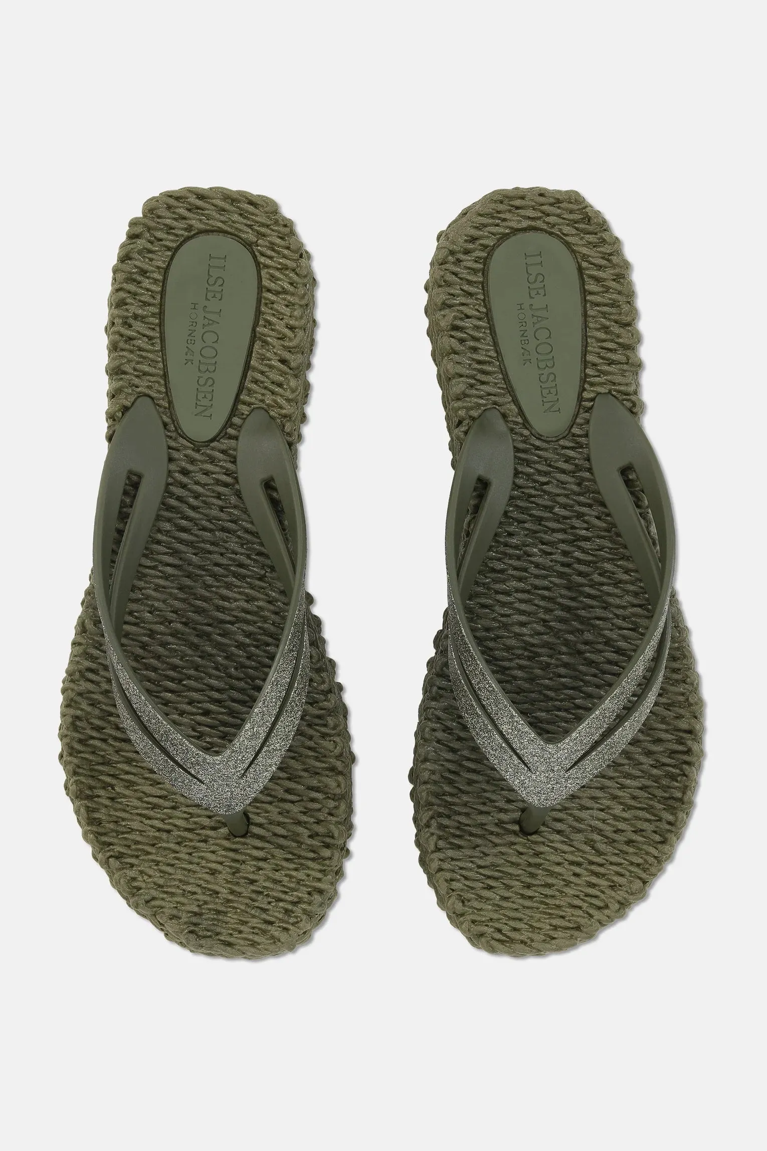 Ilse Jacobsen Flip Flop with Wedge Sole in Army Green