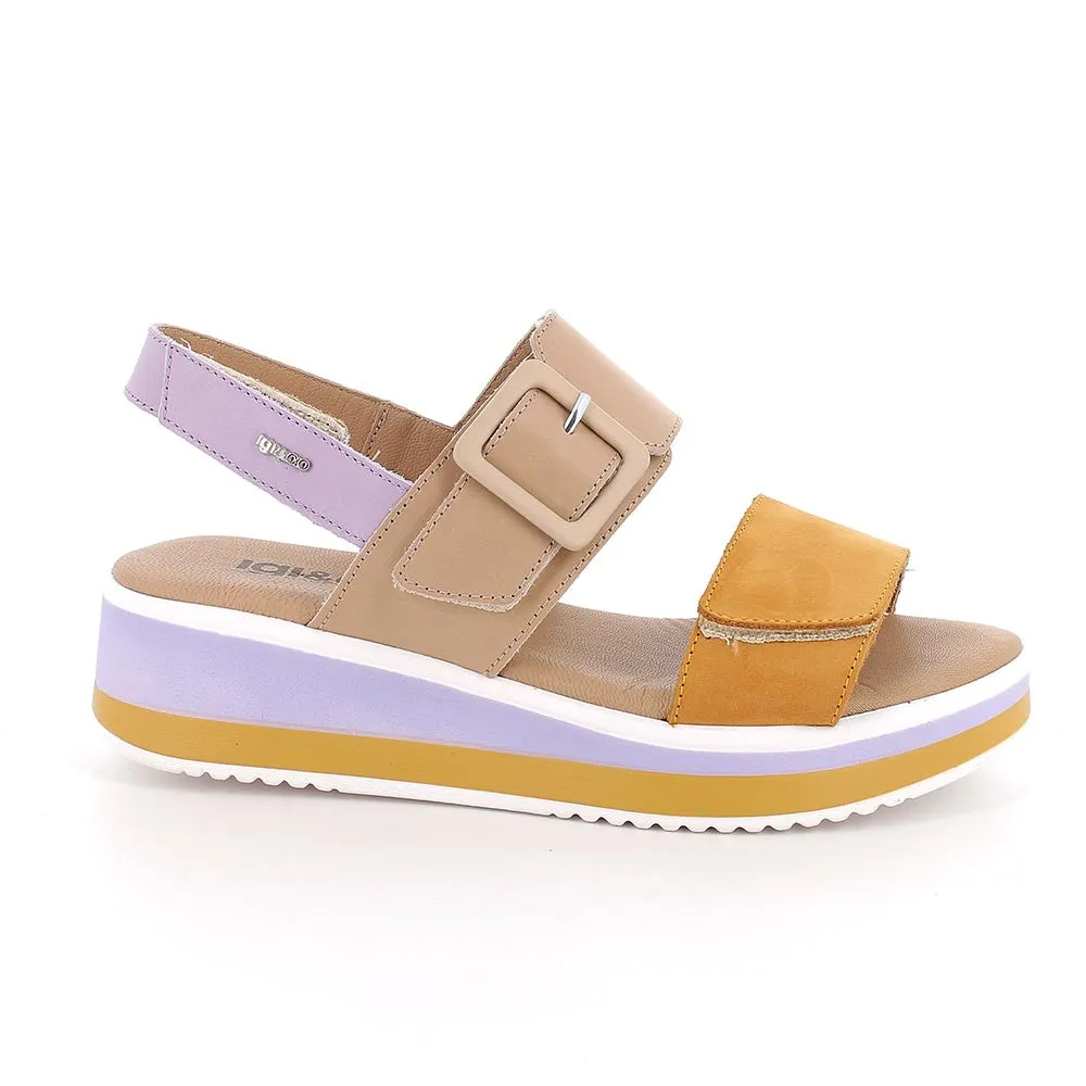 Ladies IGI & Co Sandals Tan/Taupe/Lilac Double Strap 5685433 sale