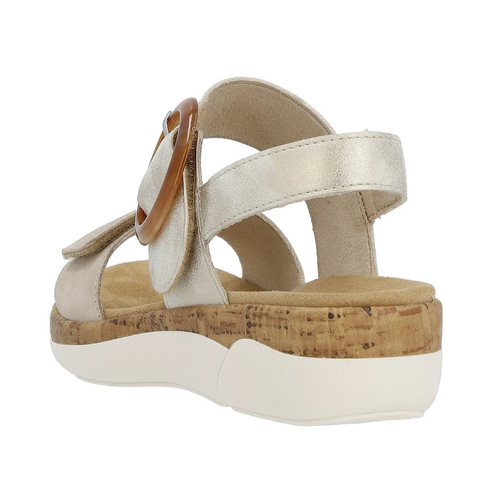 Ladies Remonte Sandal Beige/Multi Leather Strap Oversized Buckle R6853-61 sale