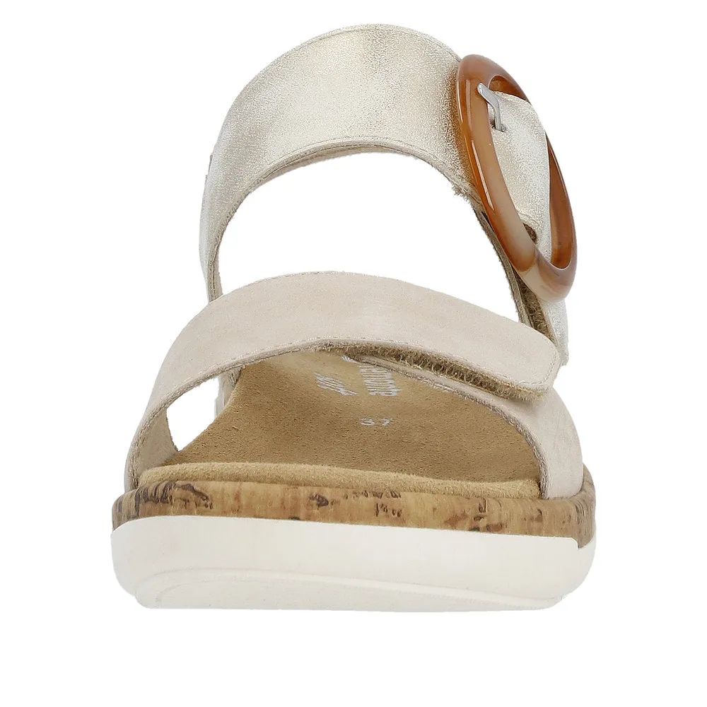 Ladies Remonte Sandal Beige/Multi Leather Strap Oversized Buckle R6853-61 sale