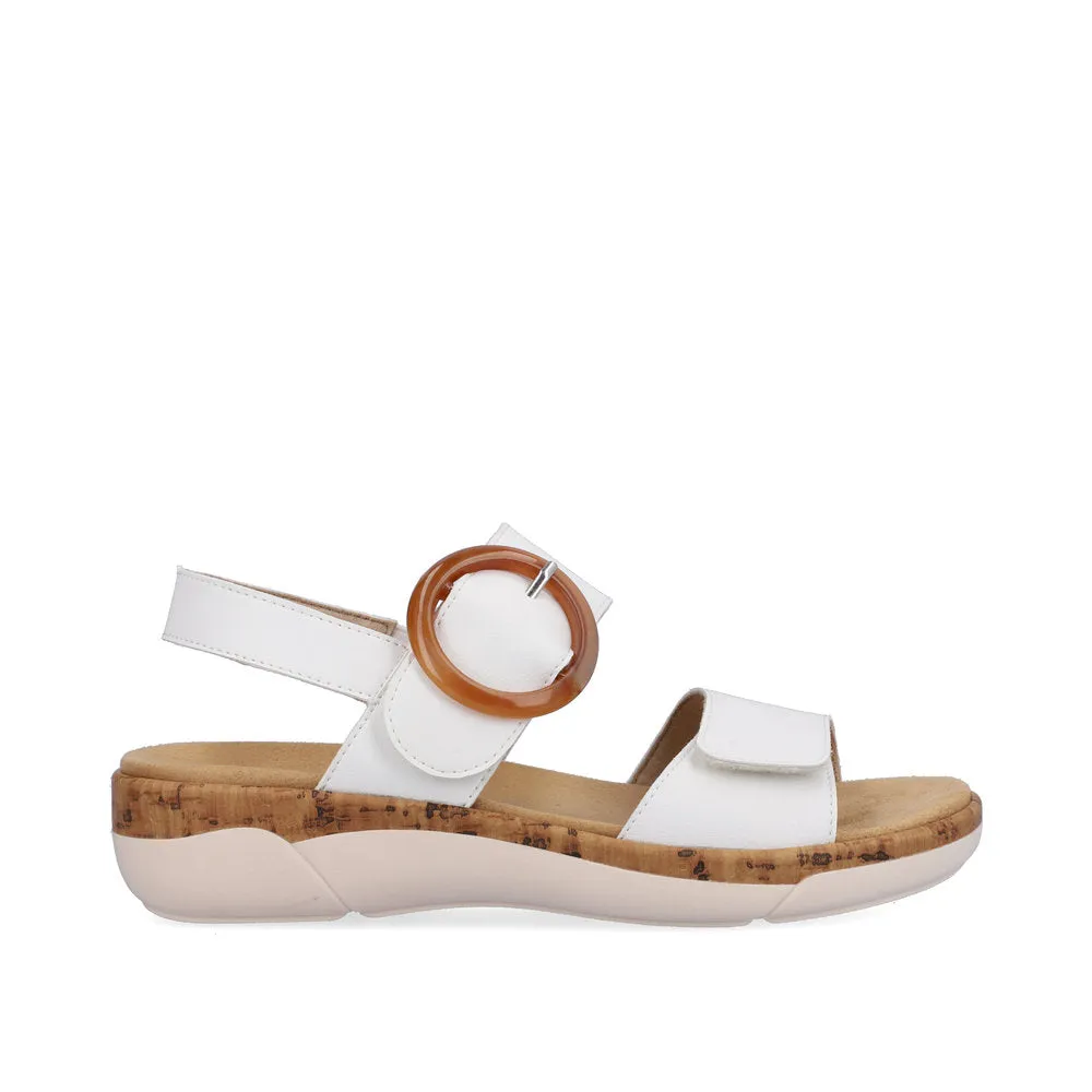 Ladies Remonte Sandal White Leather Strap Oversized Buckle R6853-80 sale