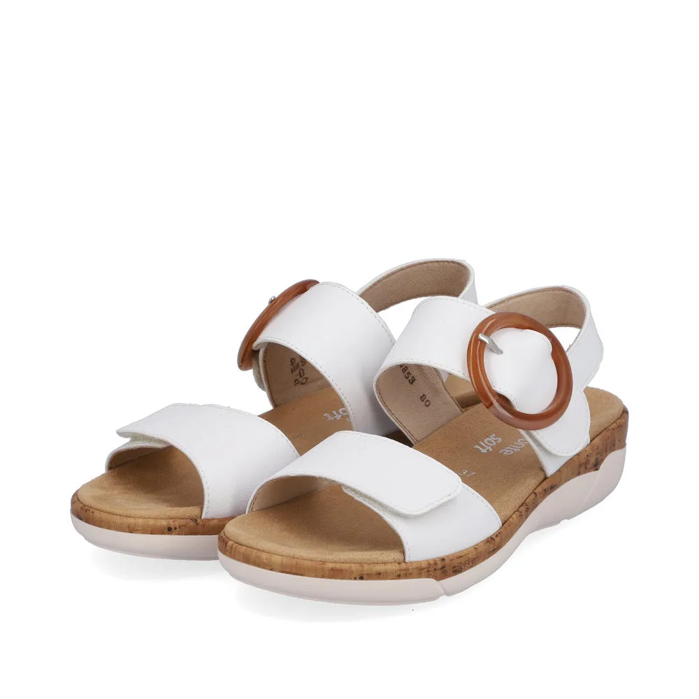 Ladies Remonte Sandal White Leather Strap Oversized Buckle R6853-80 sale