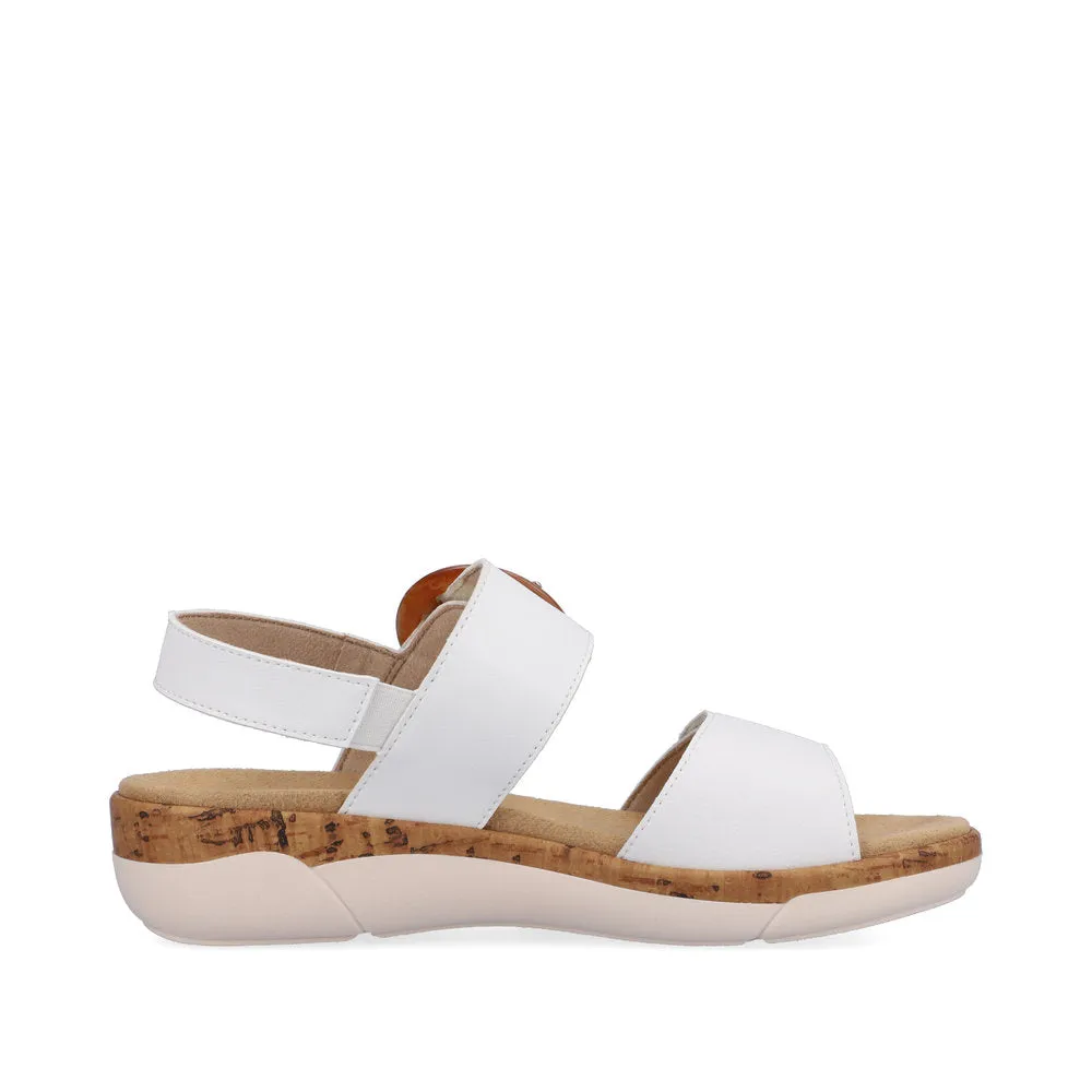 Ladies Remonte Sandal White Leather Strap Oversized Buckle R6853-80 sale