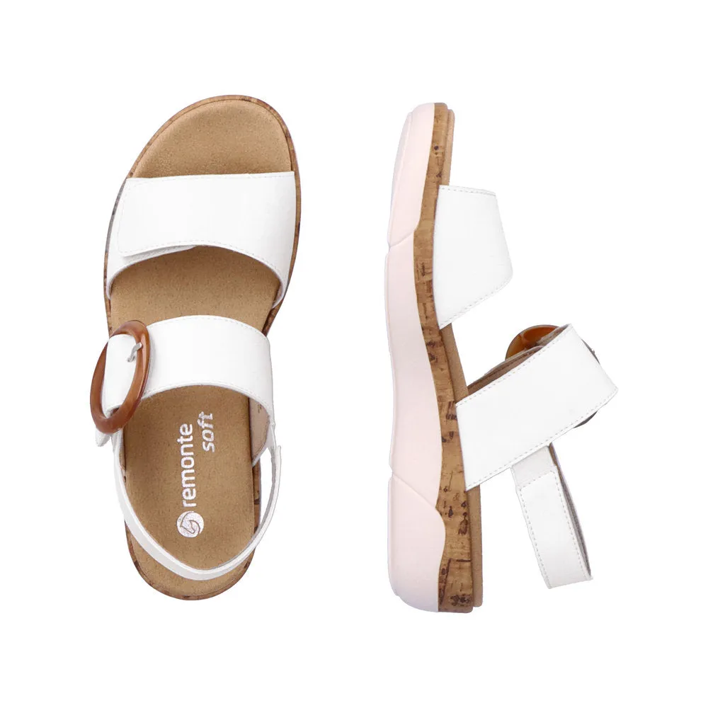 Ladies Remonte Sandal White Leather Strap Oversized Buckle R6853-80 sale