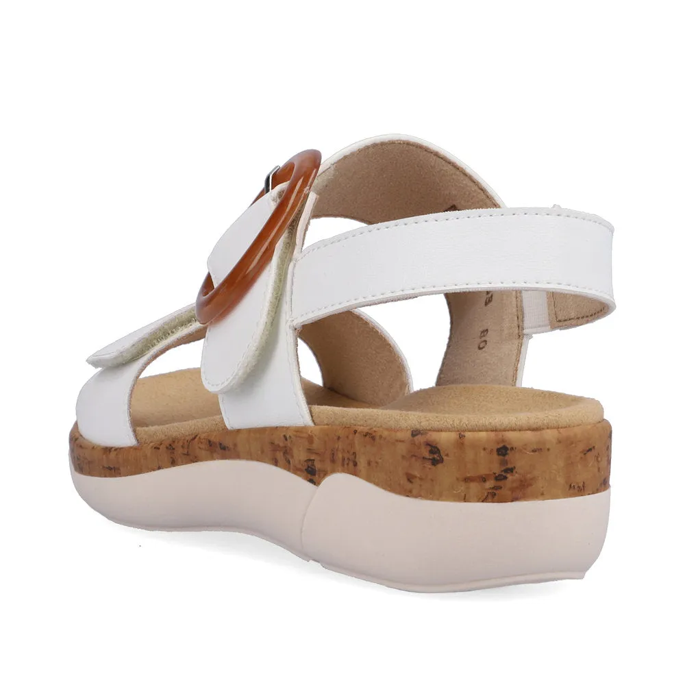 Ladies Remonte Sandal White Leather Strap Oversized Buckle R6853-80 sale