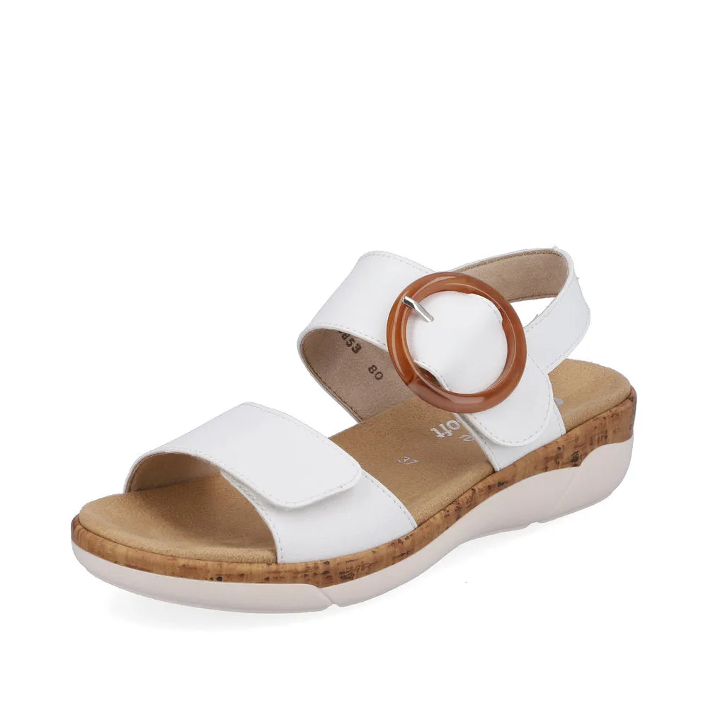 Ladies Remonte Sandal White Leather Strap Oversized Buckle R6853-80 sale