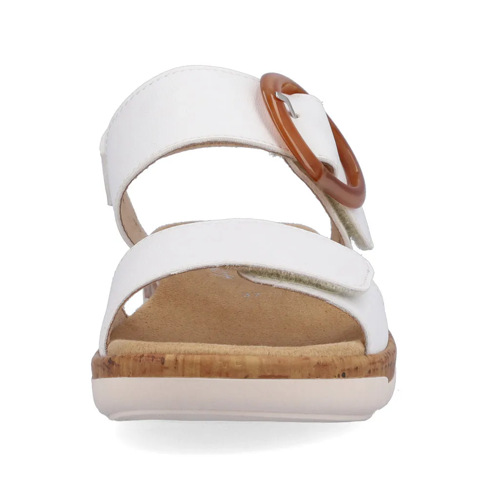 Ladies Remonte Sandal White Leather Strap Oversized Buckle R6853-80 sale