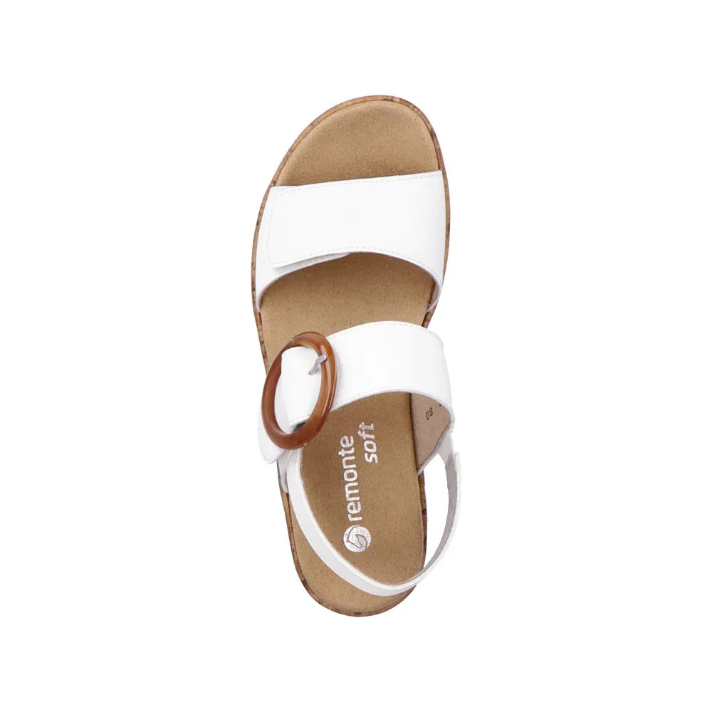 Ladies Remonte Sandal White Leather Strap Oversized Buckle R6853-80 sale