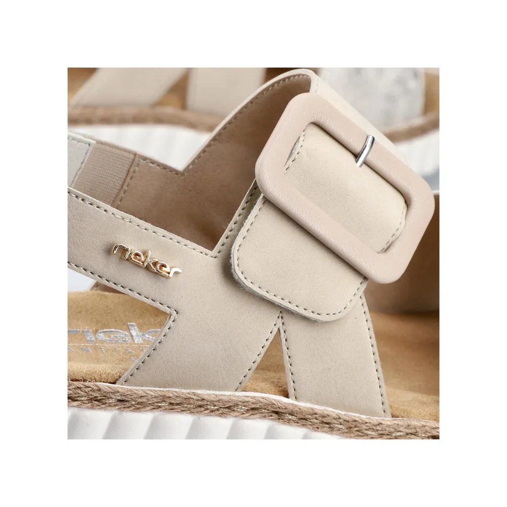 Ladies Rieker Sandals Beige/Gold Chunky Platform 69260-60 sale