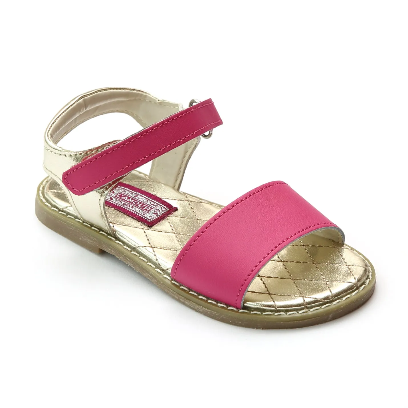 L'Amour Girls Open Toe Strap Leather Sandal