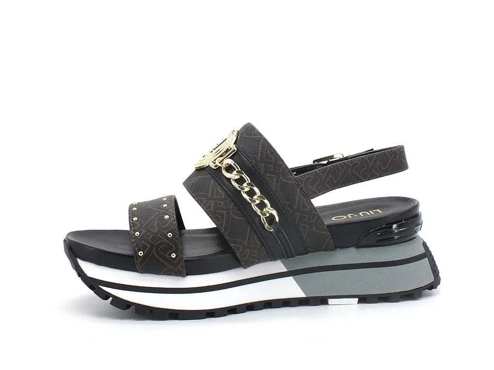 LIU JO Maxi Wonder Sandal 8 Sandalo Borchie Brown BA2149EX057