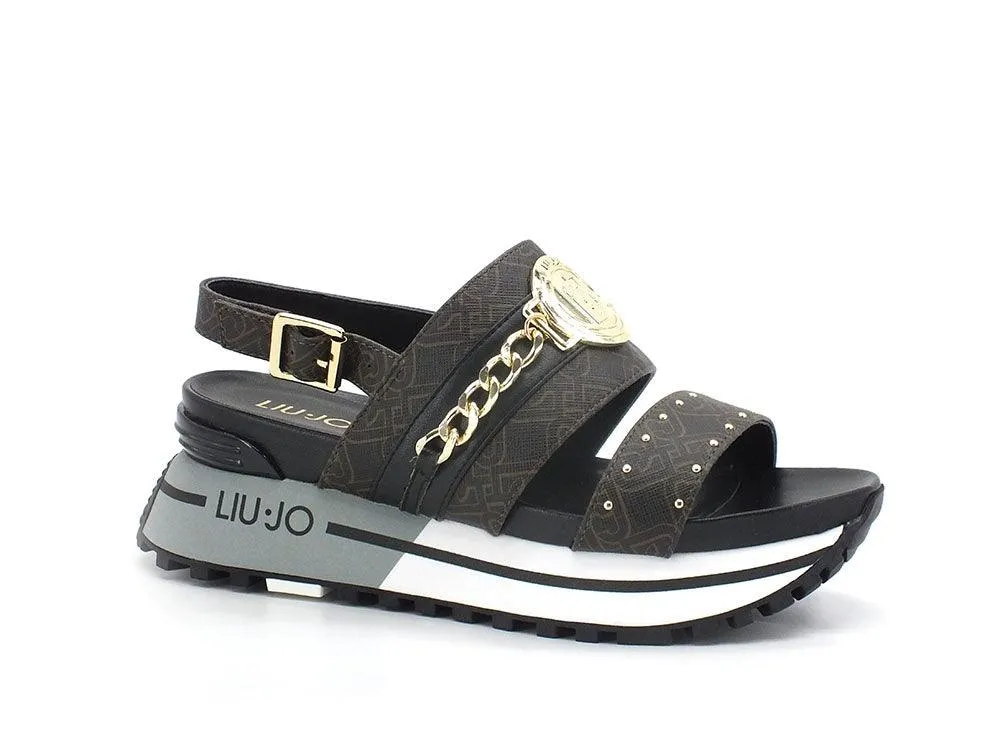 LIU JO Maxi Wonder Sandal 8 Sandalo Borchie Brown BA2149EX057