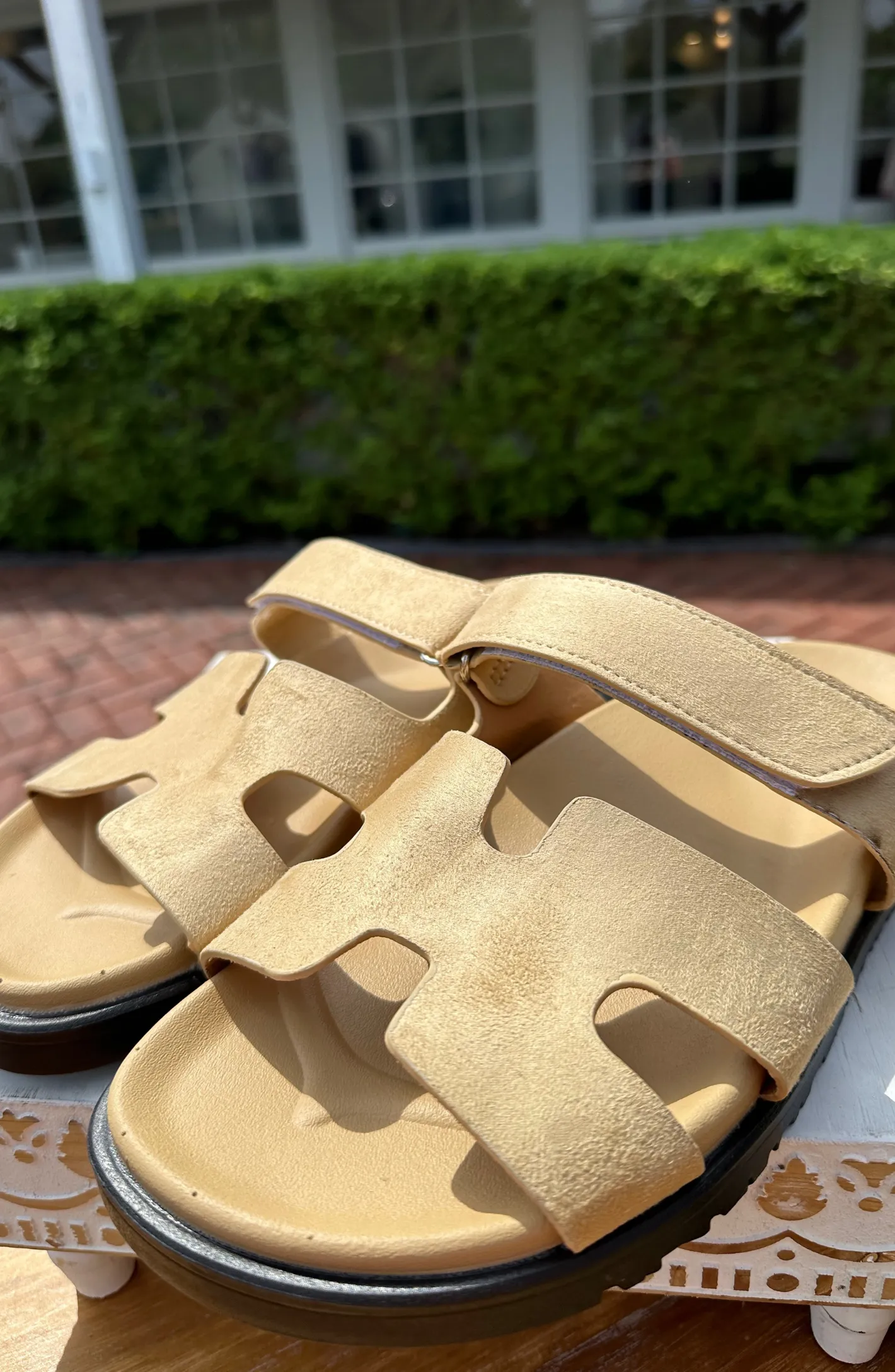 New Adventures Khaki Faux Suede Sandals