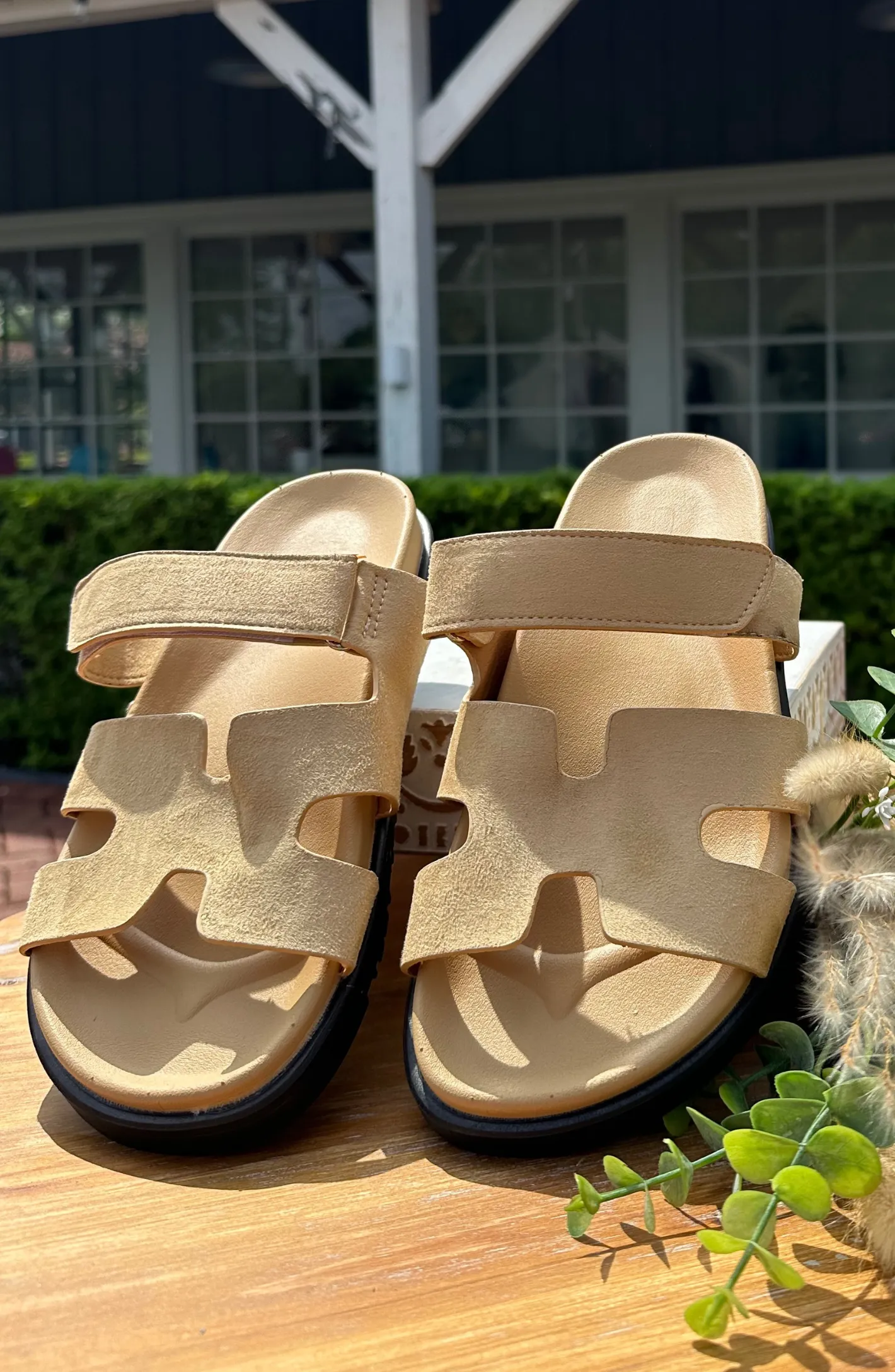 New Adventures Khaki Faux Suede Sandals