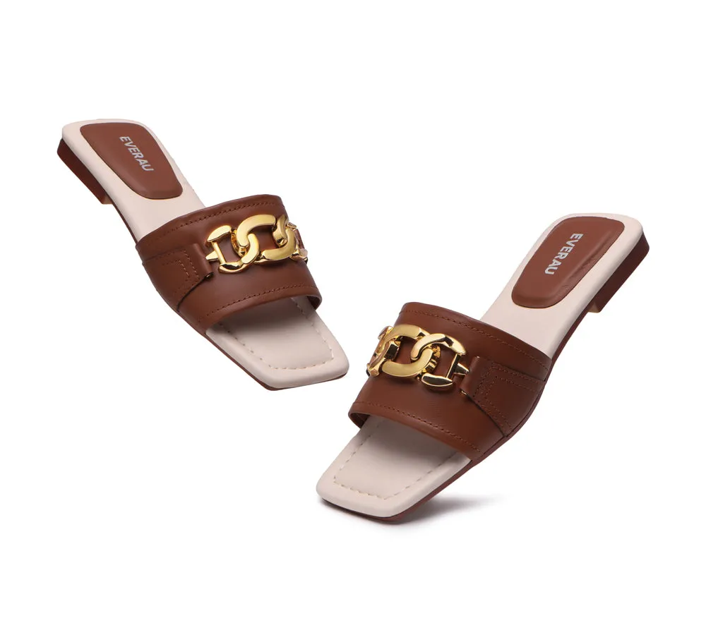 Open Toe Leather Flat Sandals Women Chela