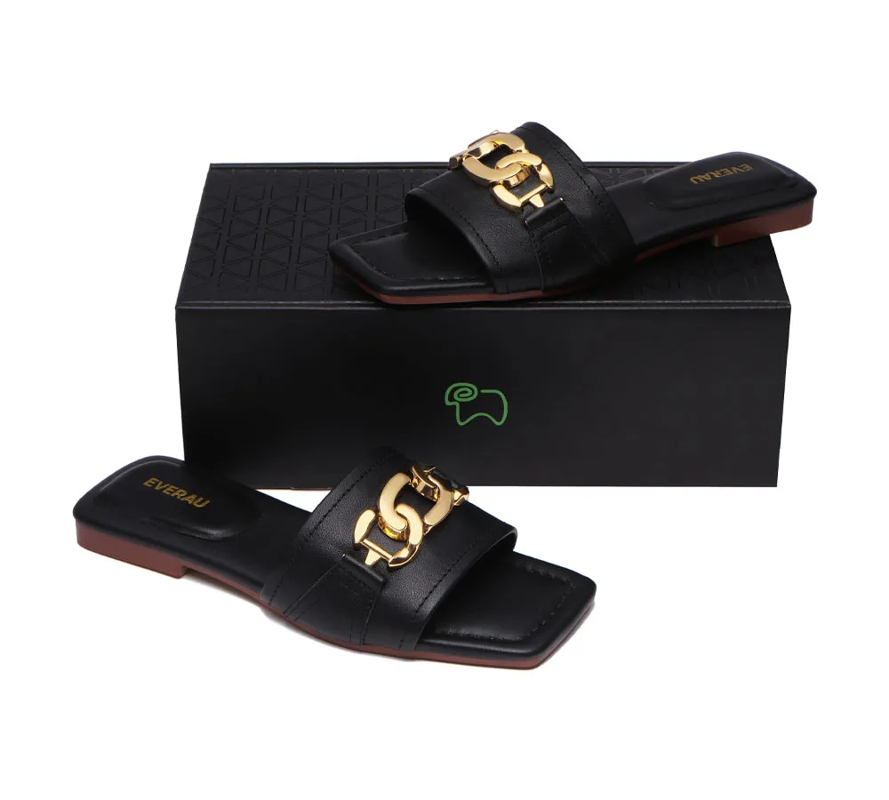 Open Toe Leather Flat Sandals Women Chela