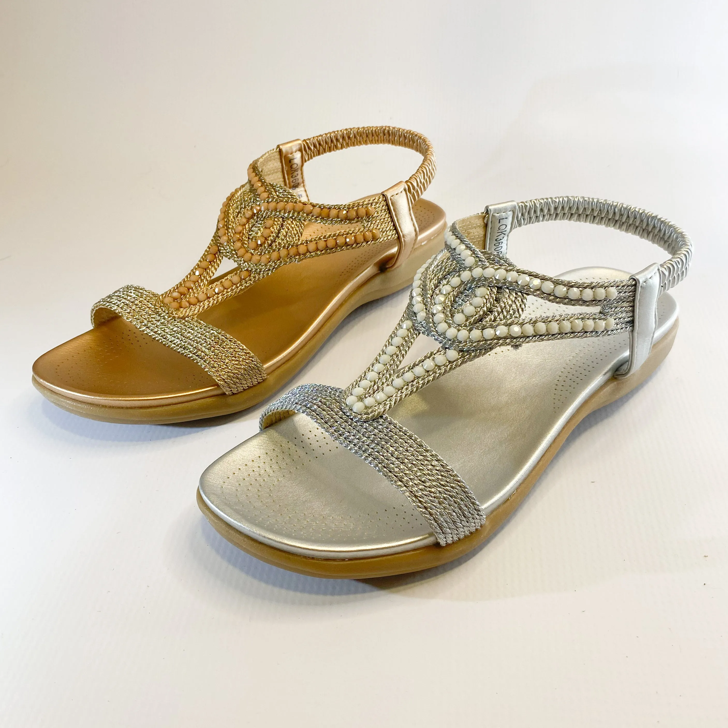 Queue silver beaded flatform sandal