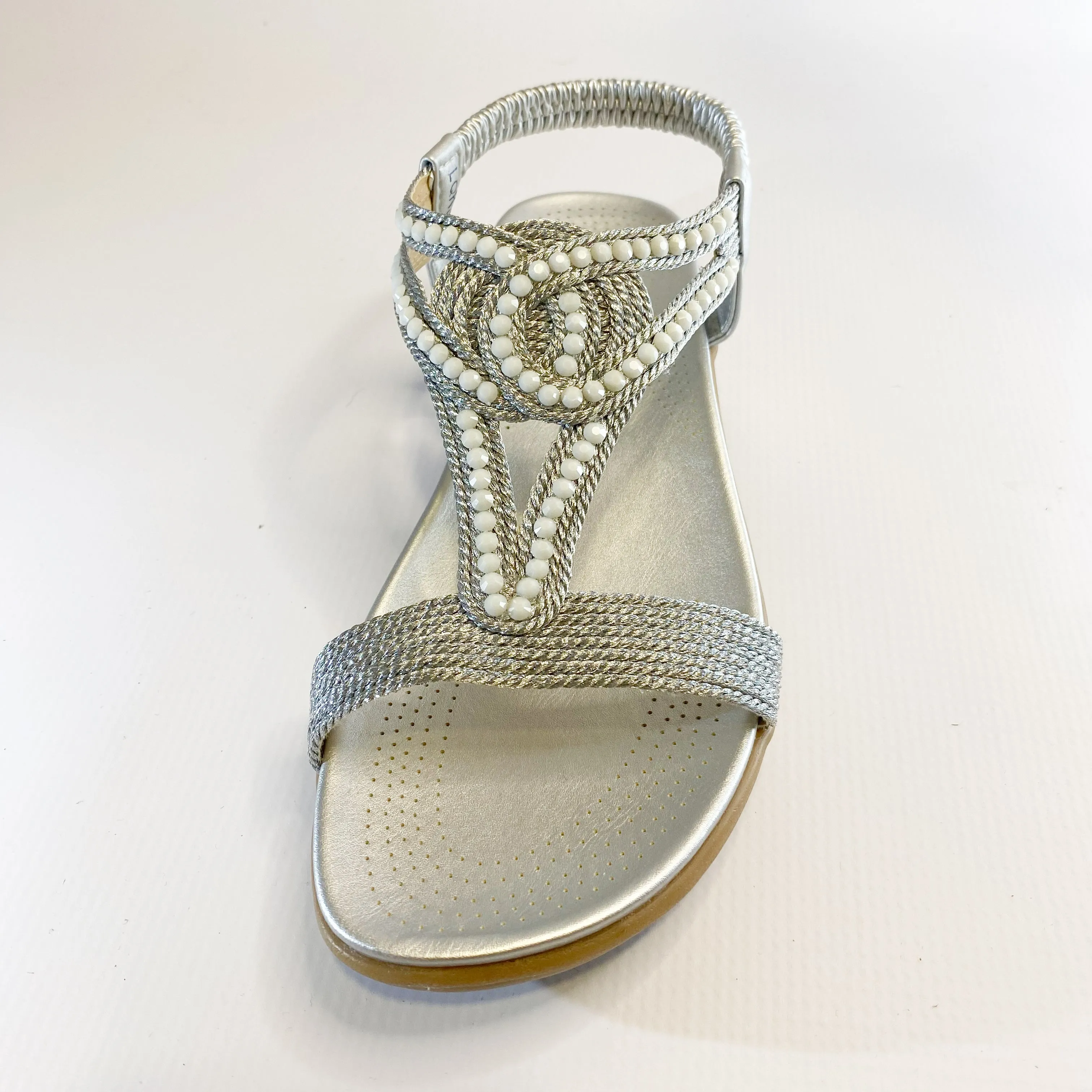 Queue silver beaded flatform sandal