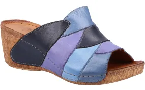 Riva Usk Womens Leather Wedge Heeled Mule Sandal