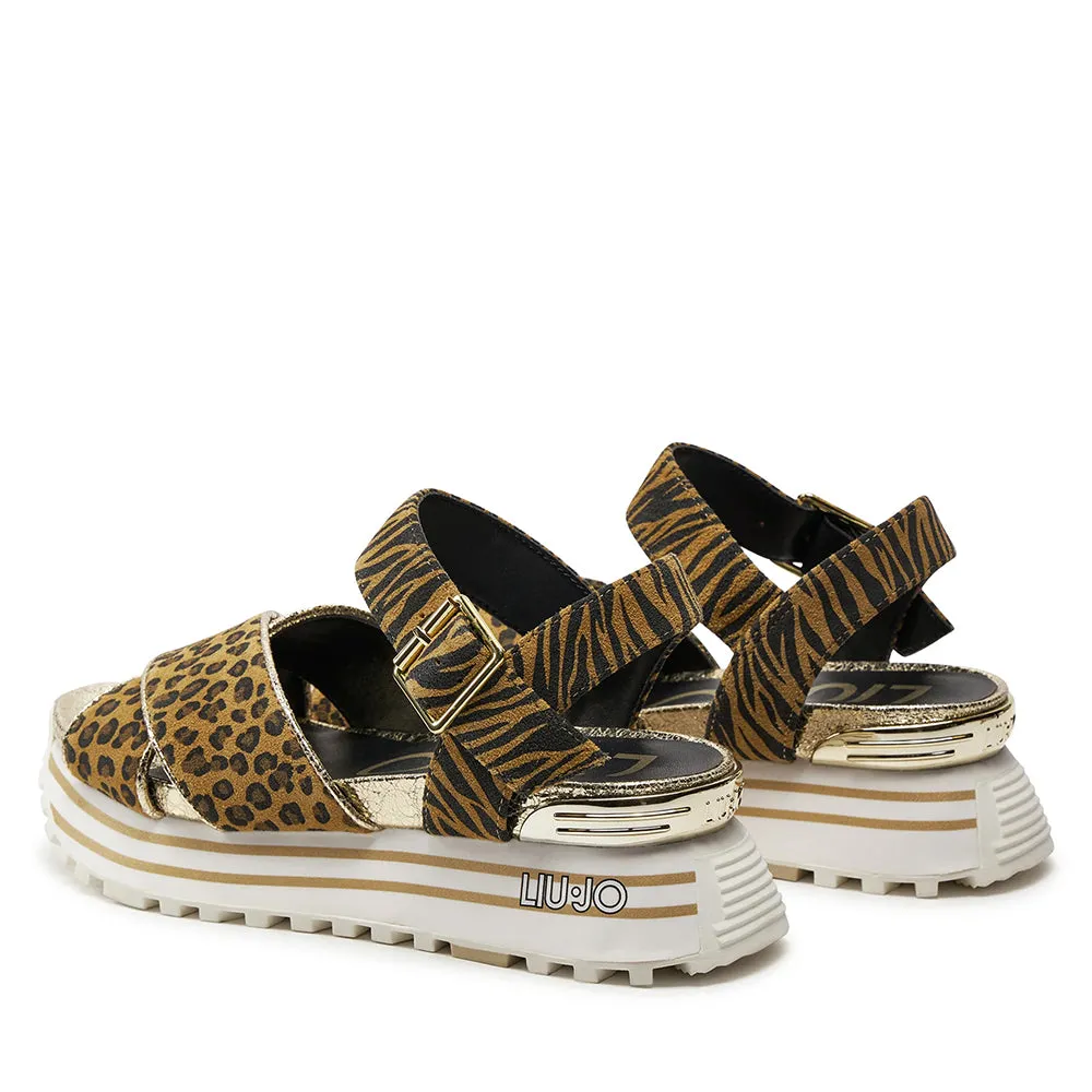 Sandali Platform LIU JO Maxi Wonder Sandal 11 in Pelle Scamosciata Animalier