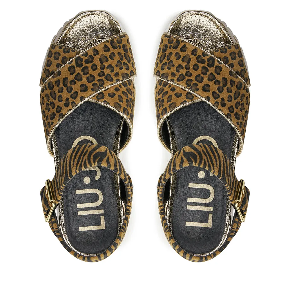 Sandali Platform LIU JO Maxi Wonder Sandal 11 in Pelle Scamosciata Animalier