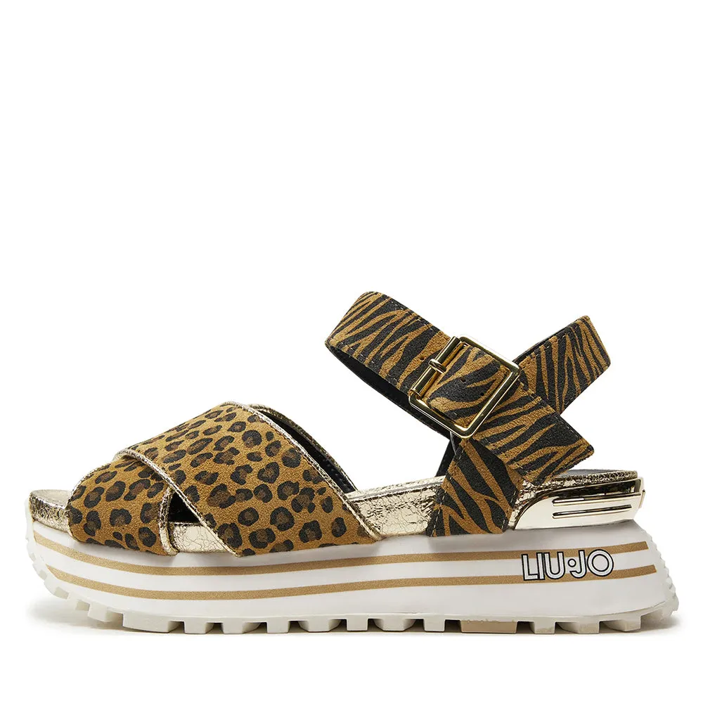 Sandali Platform LIU JO Maxi Wonder Sandal 11 in Pelle Scamosciata Animalier