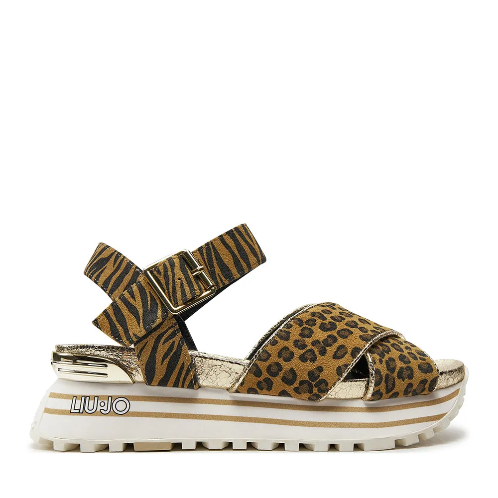 Sandali Platform LIU JO Maxi Wonder Sandal 11 in Pelle Scamosciata Animalier