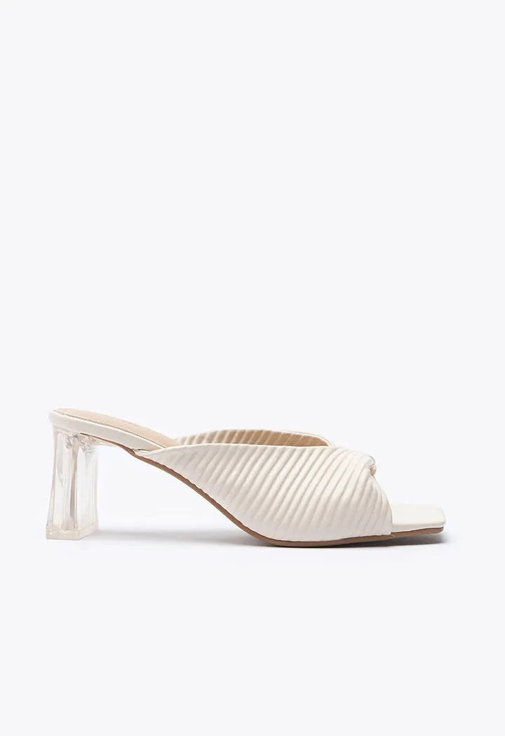 Square Twisted Vamp Slip On Sandals